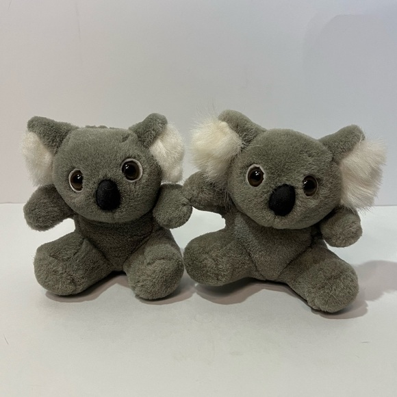 Vintage Lot of 2 Koala Plush Stuffed Animal Grey Hard Eyes - Picture 1 of 12